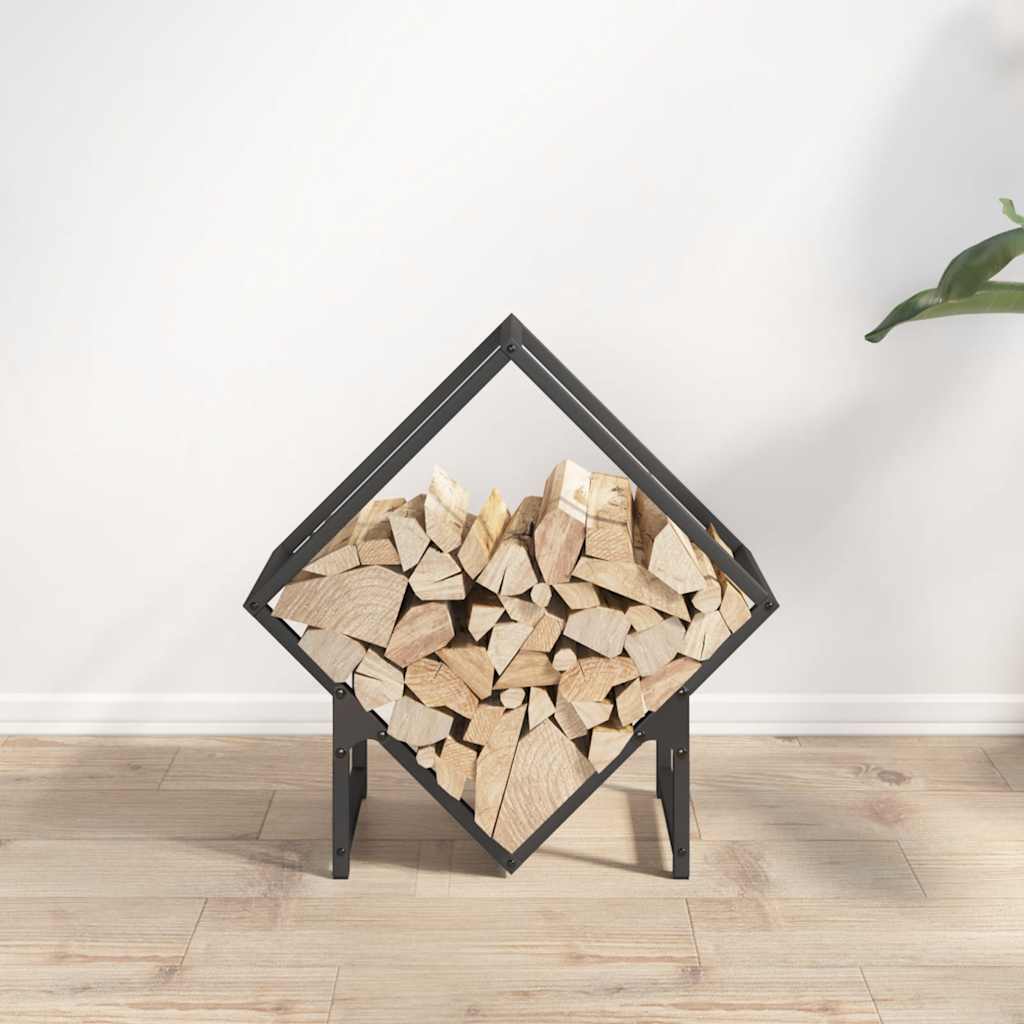 vidaXL Stojak na drewno opałowe, czarny, 50x25x50 cm