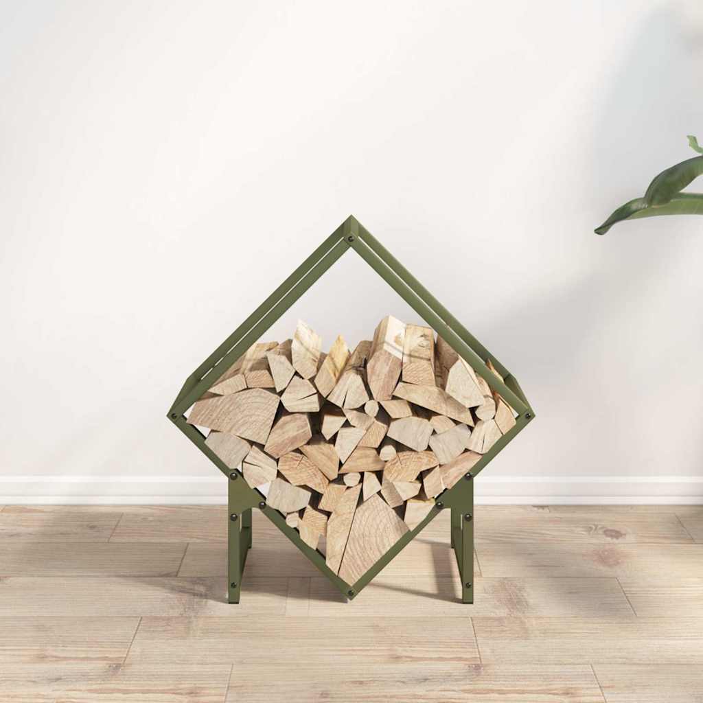 vidaXL Stojak na drewno opałowe, oliwkowo-zielony, 50x25x50 cm