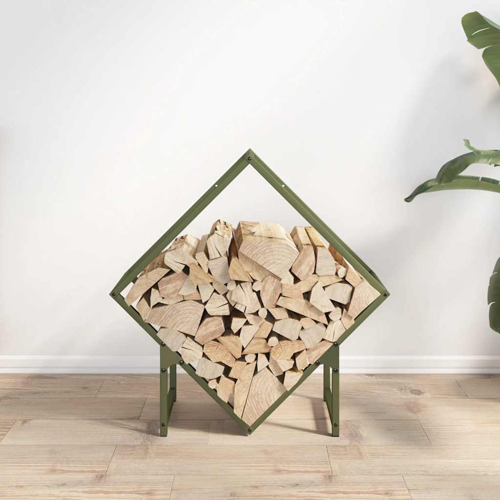 vidaXL Stojak na drewno opałowe Oliwkowo-zielony 60x25x60 cm