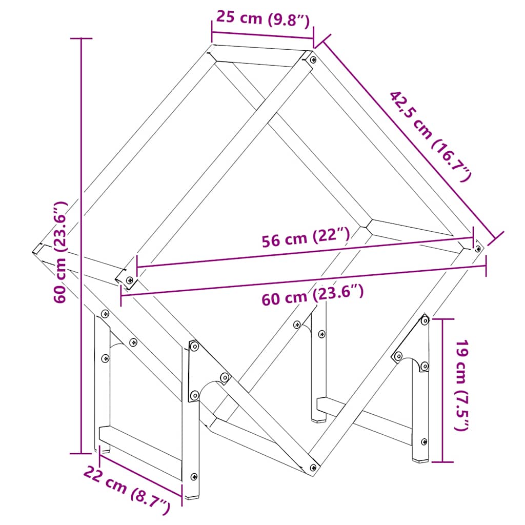 vidaXL Stojak na drewno opałowe Oliwkowo-zielony 60x25x60 cm