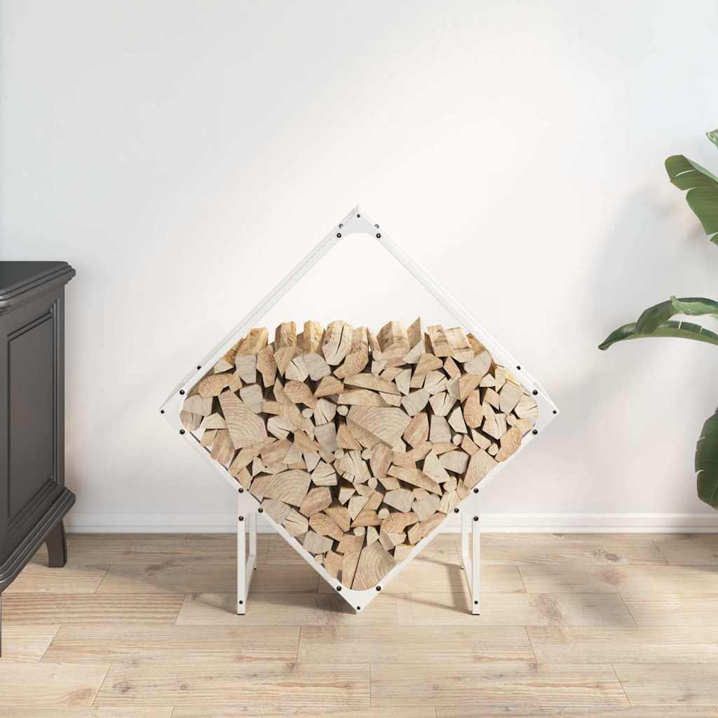 vidaXL Stojak na drewno opałowe, biały, 80x25x80 cm