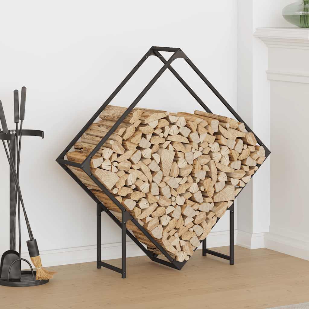 vidaXL Stojak na drewno opałowe czarny 100x25x100 cm
