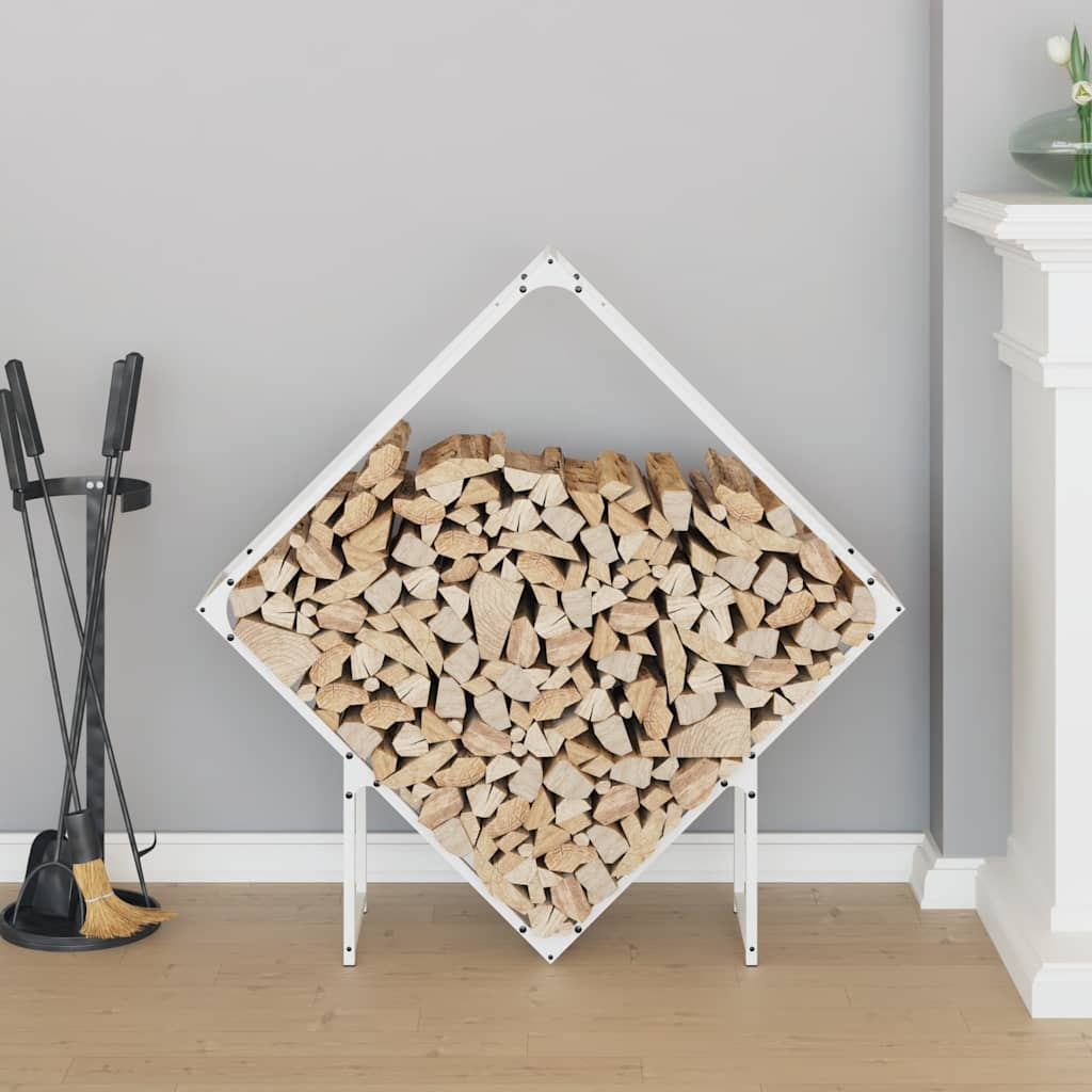 vidaXL Stojak na drewno opałowe biały 100x25x100 cm