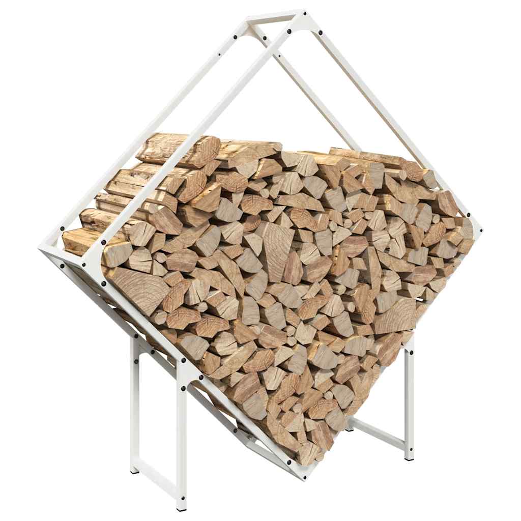 vidaXL Stojak na drewno opałowe biały 100x25x100 cm