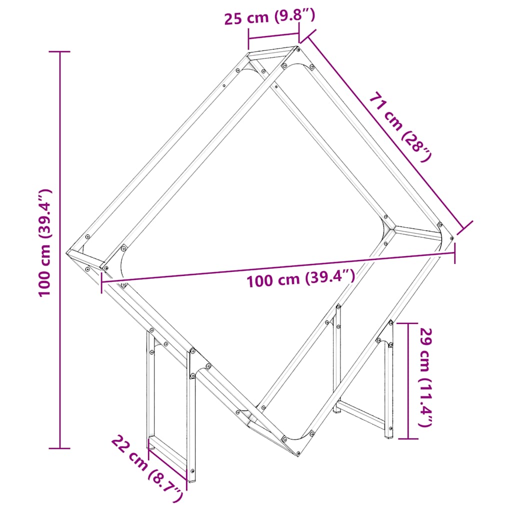vidaXL Stojak na drewno opałowe biały 100x25x100 cm