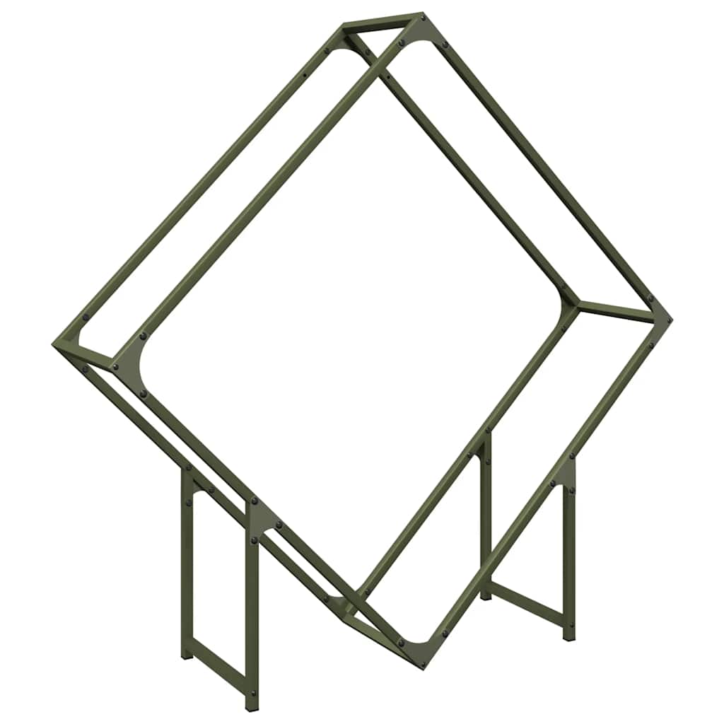 vidaXL Stojak na drewno opałowe Oliwkowy Zielony 100x25x100 cm