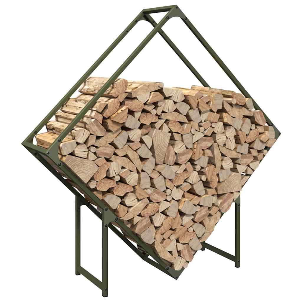 vidaXL Stojak na drewno opałowe Oliwkowy Zielony 100x25x100 cm