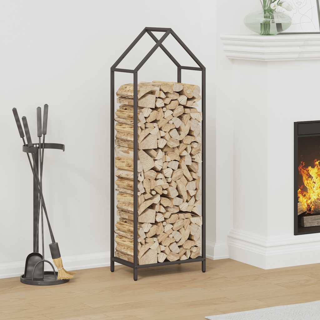 vidaXL Stojak na drewno opałowe czarny 40x25x120 cm