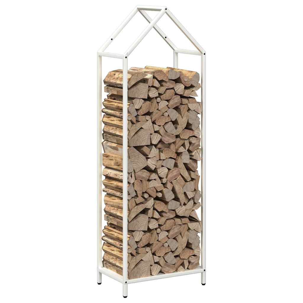 vidaXL Stojak na drewno opałowe biały 40x25x120 cm