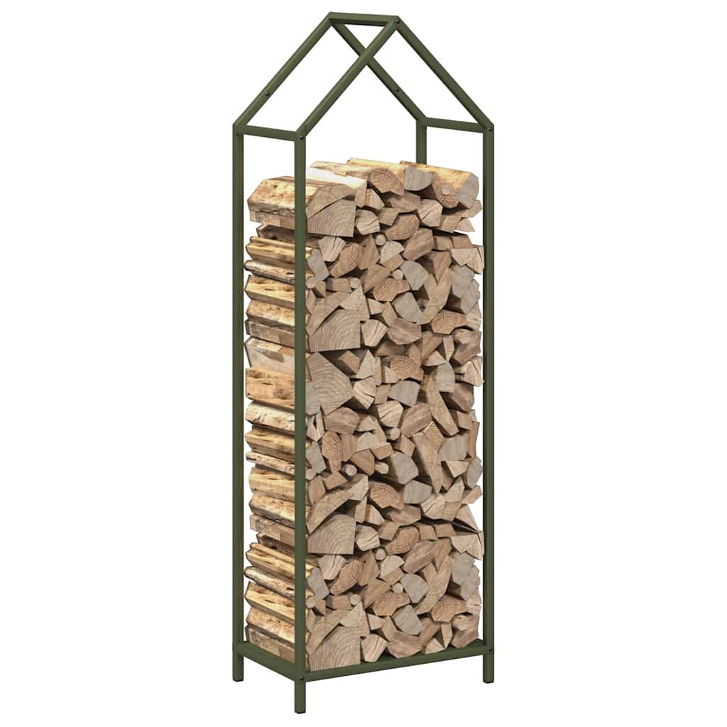 vidaXL Stojak na drewno opałowe Oliwkowy Zielony 40x25x120 cm