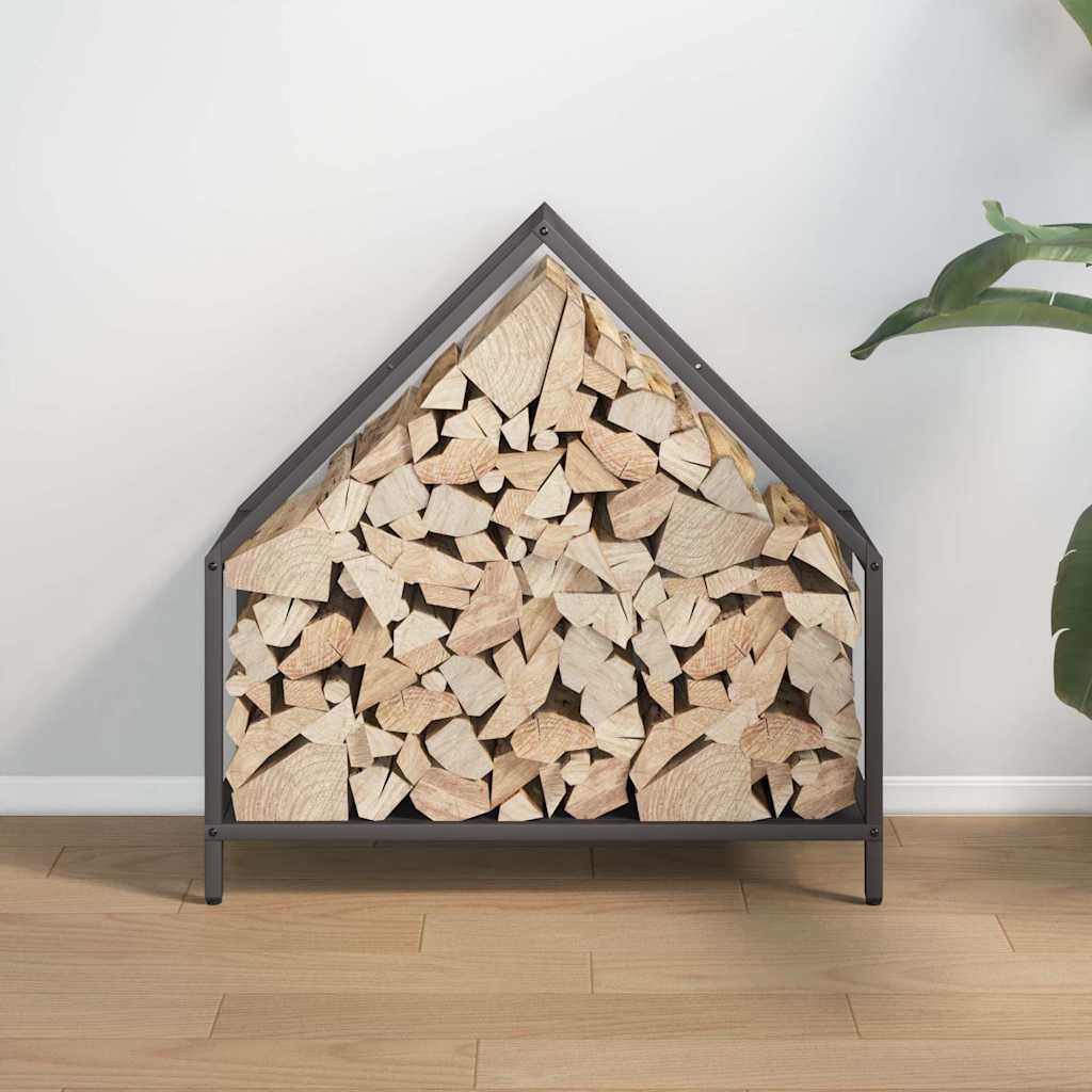 vidaXL Stojak na drewno opałowe czarny 60x25x60 cm