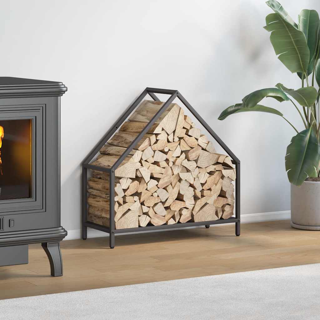 vidaXL Stojak na drewno opałowe czarny 60x25x60 cm