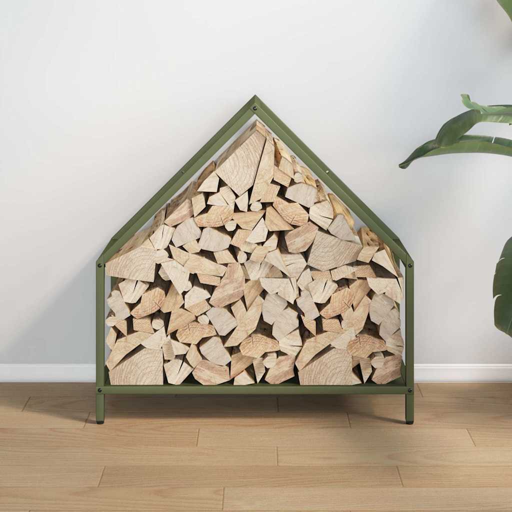 vidaXL Stojak na drewno opałowe Oliwkowo-zielony 60x25x60 cm