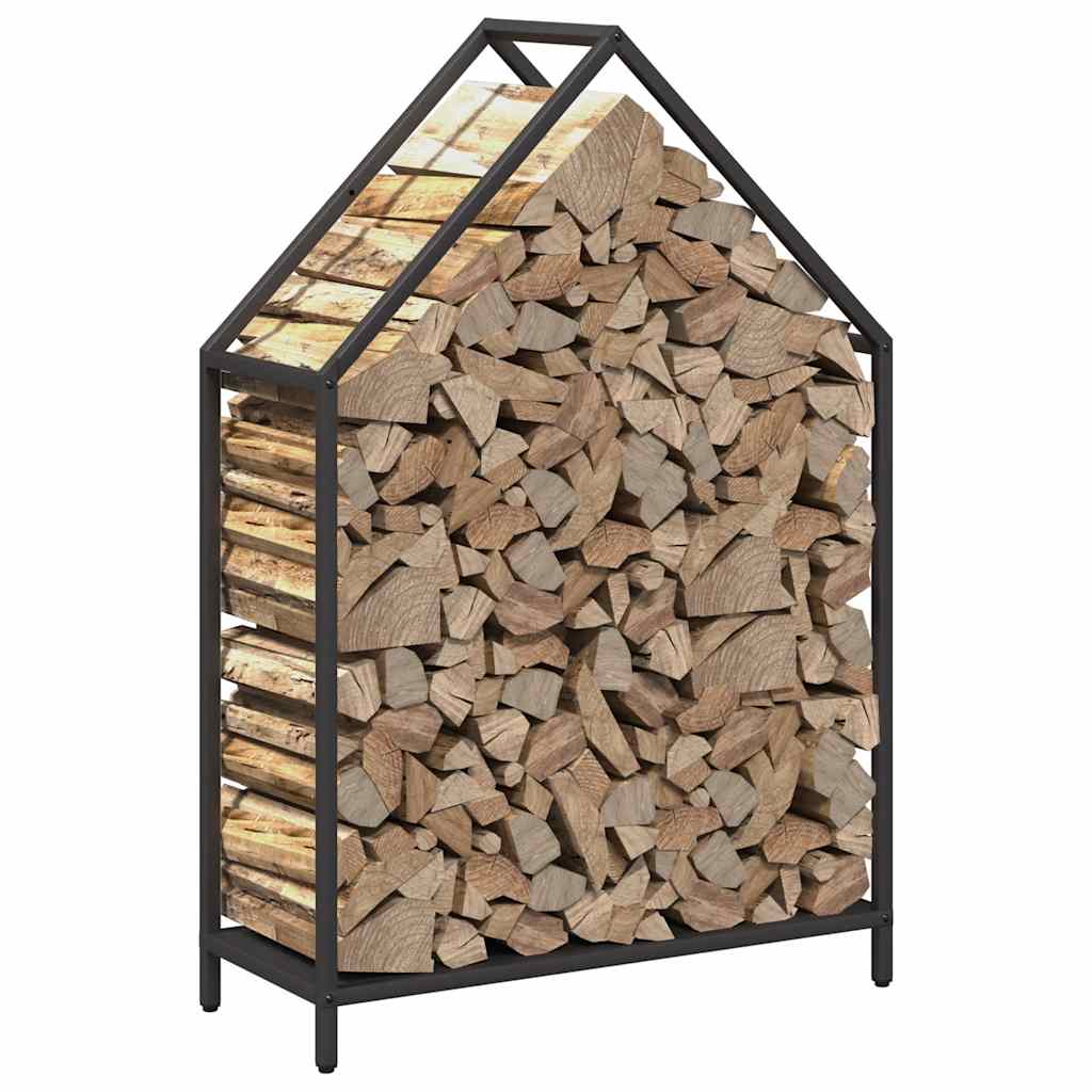 vidaXL Stojak na drewno opałowe, czarny, 60x25x90 cm