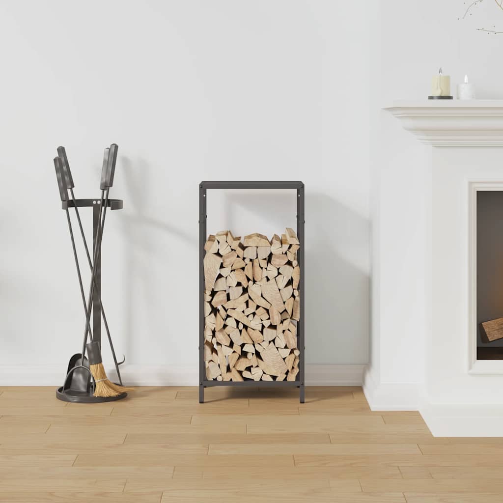 vidaXL Stojak na drewno opałowe czarny 34x25x70 cm