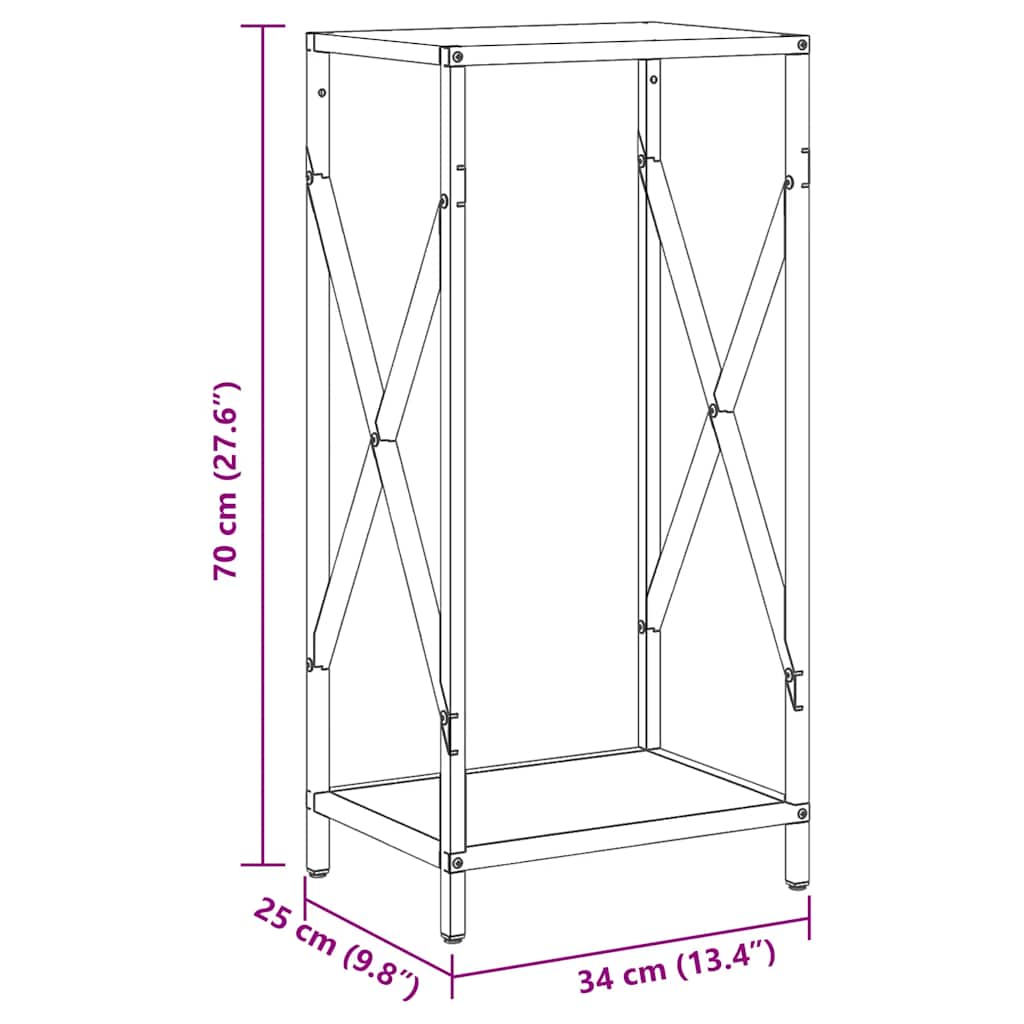 vidaXL Stojak na drewno opałowe czarny 34x25x70 cm