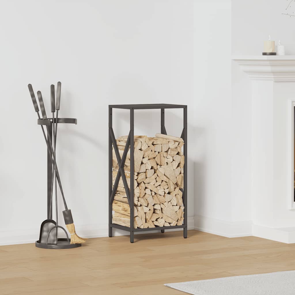 vidaXL Stojak na drewno opałowe czarny 34x25x70 cm