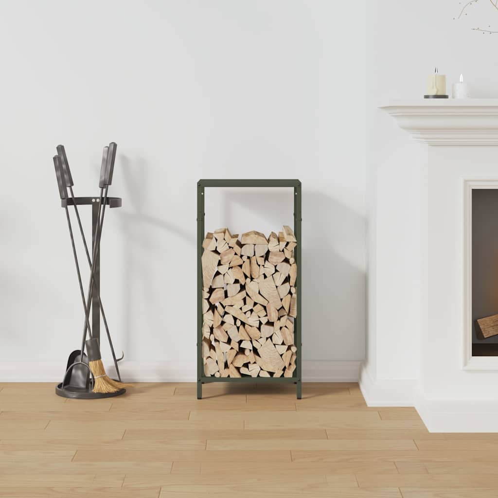vidaXL Stojak na drewno opałowe Oliwkowy Zielony 34x25x70 cm
