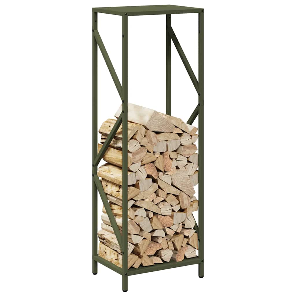 vidaXL Stojak na drewno opałowe Oliwkowy Zielony 34x25x100 cm
