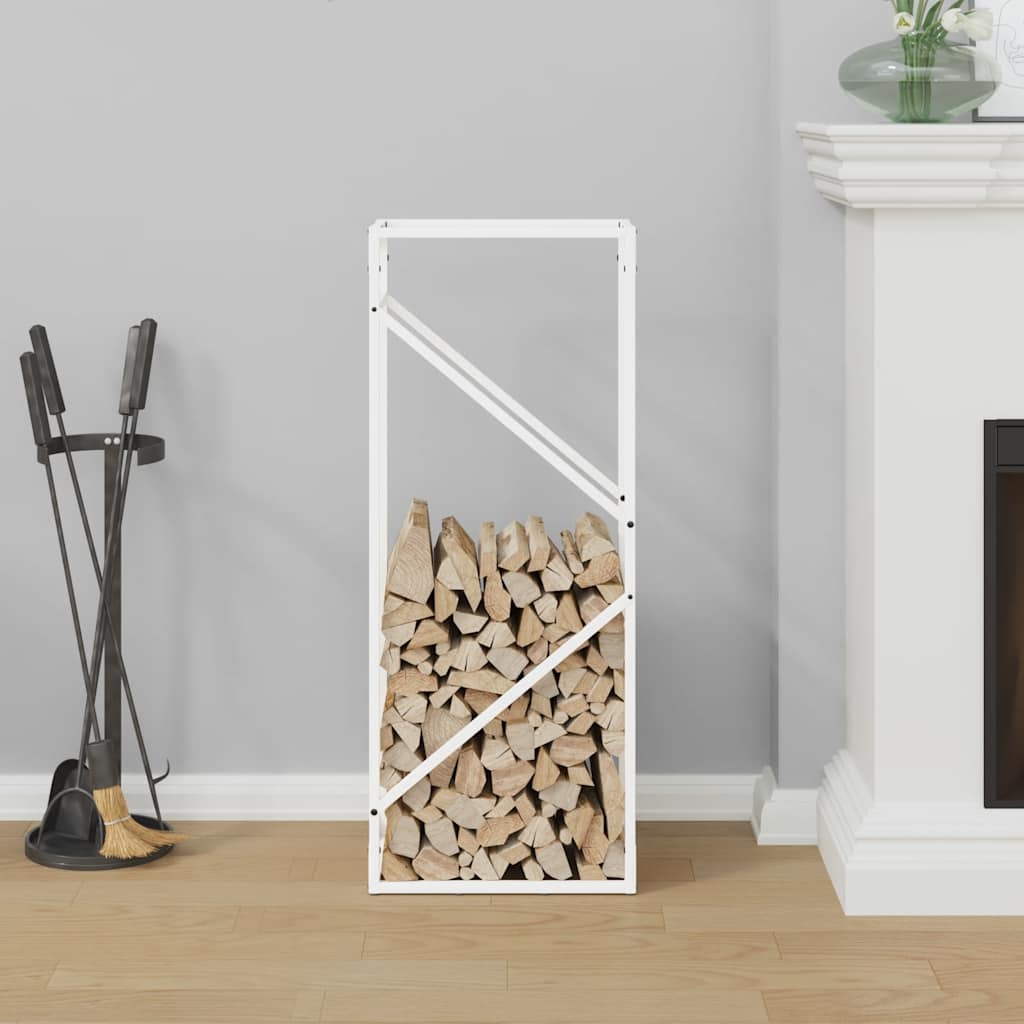 vidaXL Stojak na drewno opałowe, biały, 40x25x100 cm