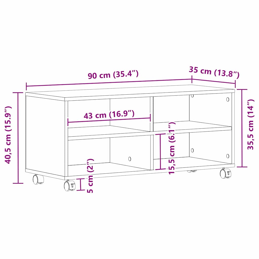 vidaXL Szafka pod telewizor Czarny 90 x 35 x 40.5 cm