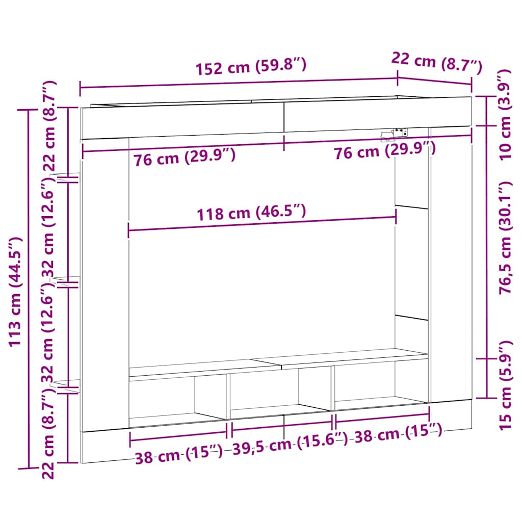 vidaXL Szafka pod telewizor dąb artisan 152 x 22 x 113 cm
