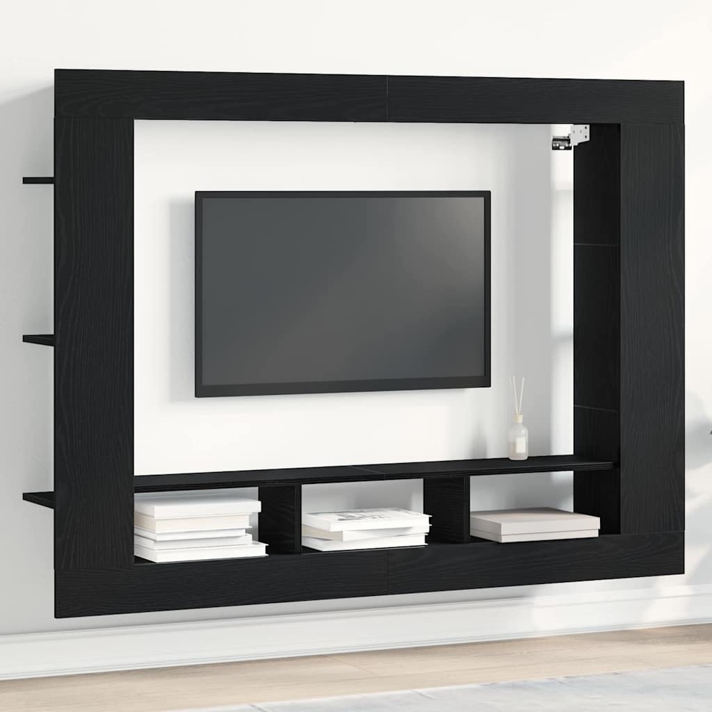 vidaXL Szafka pod telewizor Czarny dąb 152 x 22 x 113 cm