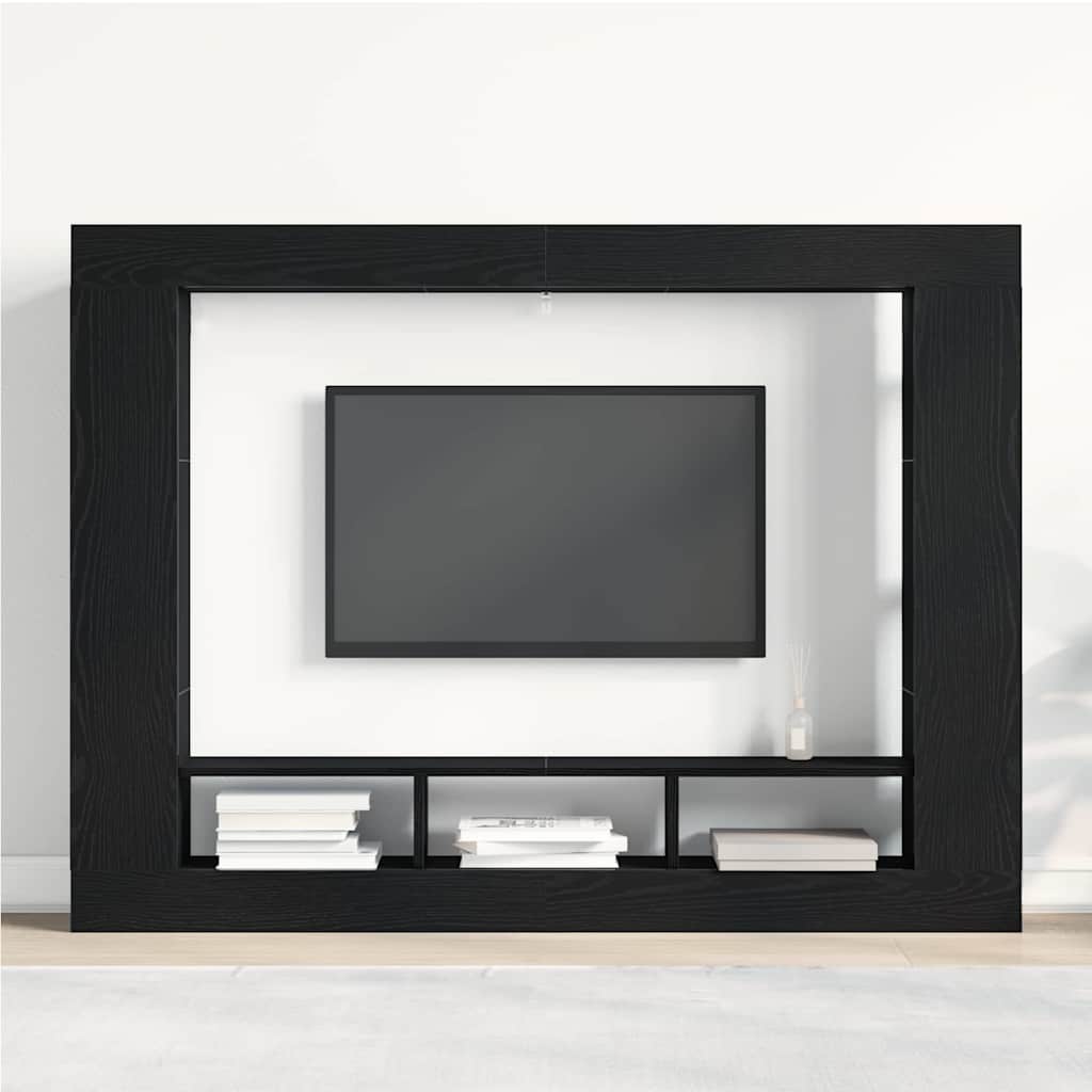 vidaXL Szafka pod telewizor Czarny dąb 152 x 22 x 113 cm