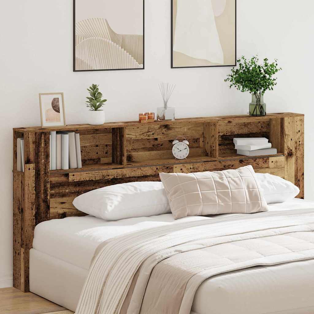 vidaXL Szafka z zagłówkiem z półką Stare drewno 220 x 18,5 x 102,5 cm