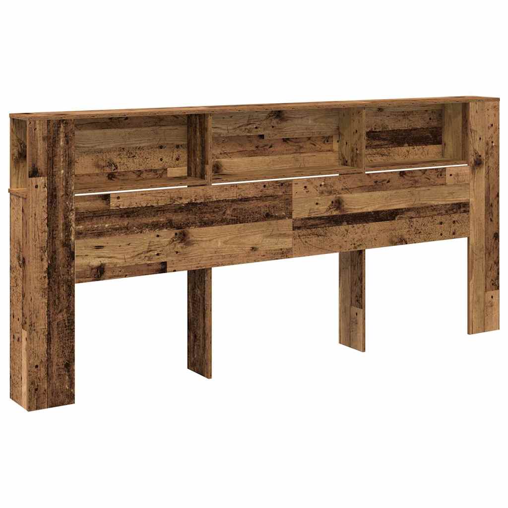vidaXL Szafka z zagłówkiem z półką Stare drewno 220 x 18,5 x 102,5 cm