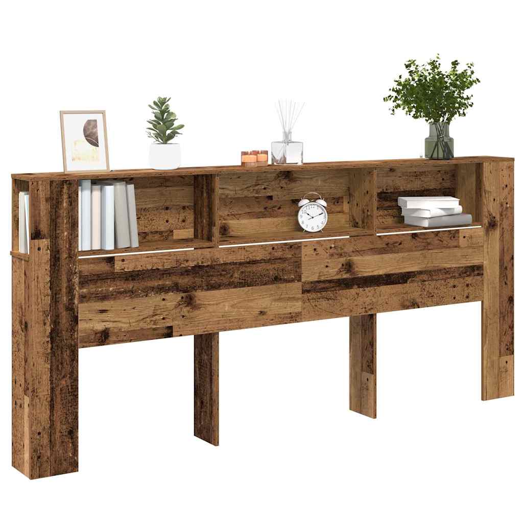 vidaXL Szafka z zagłówkiem z półką Stare drewno 220 x 18,5 x 102,5 cm