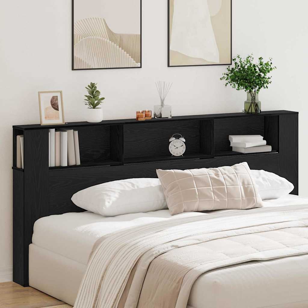vidaXL Szafka z zagłówkiem z półką Czarny Dąb 220 x 18,5 x 102,5 cm