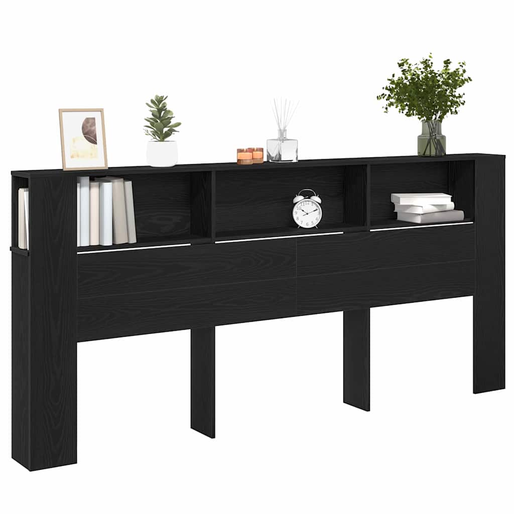 vidaXL Szafka z zagłówkiem z półką Czarny Dąb 220 x 18,5 x 102,5 cm