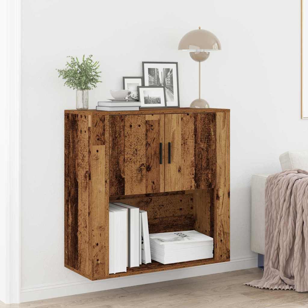 vidaXL Szafka ścienna z półką z drzwiami Stare drewno 80 x 33 x 80 cm