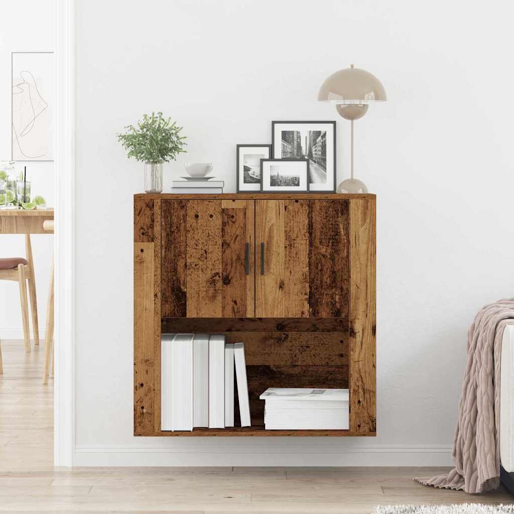 vidaXL Szafka ścienna z półką z drzwiami Stare drewno 80 x 33 x 80 cm