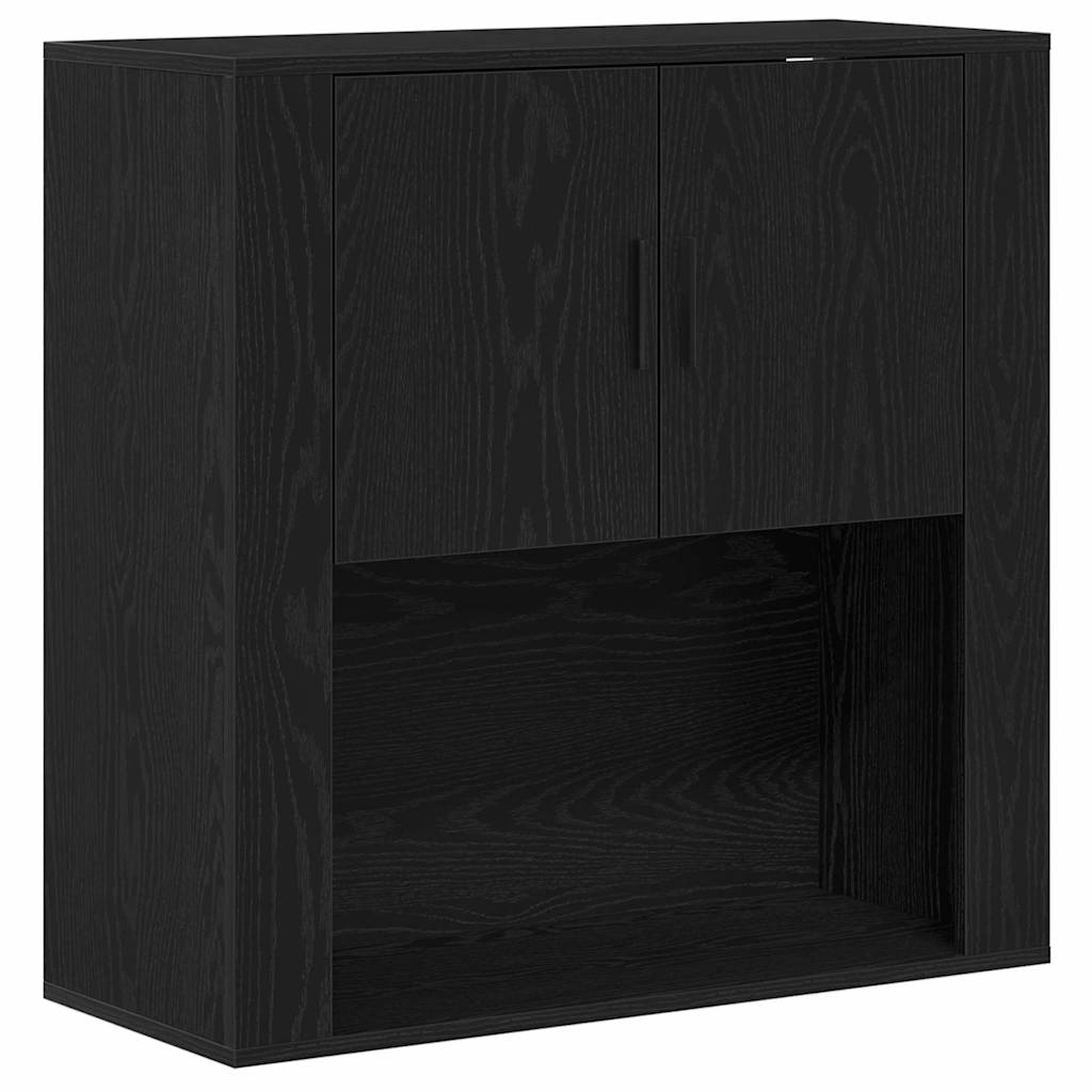 vidaXL Szafka ścienna z półką z drzwiami Czarny dąb 80 x 33 x 80 cm