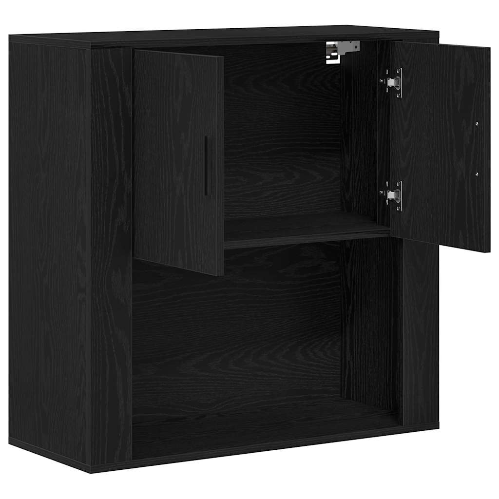 vidaXL Szafka ścienna z półką z drzwiami Czarny dąb 80 x 33 x 80 cm