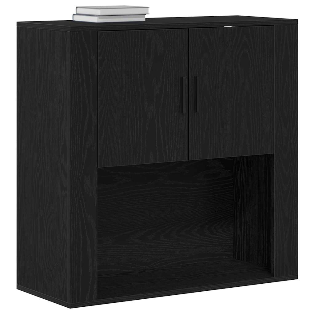 vidaXL Szafka ścienna z półką z drzwiami Czarny dąb 80 x 33 x 80 cm