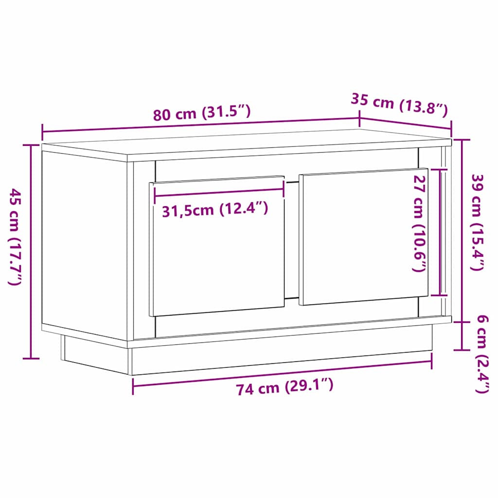 vidaXL Szafka pod telewizor dąb artisan 80 x 35 x 45 cm