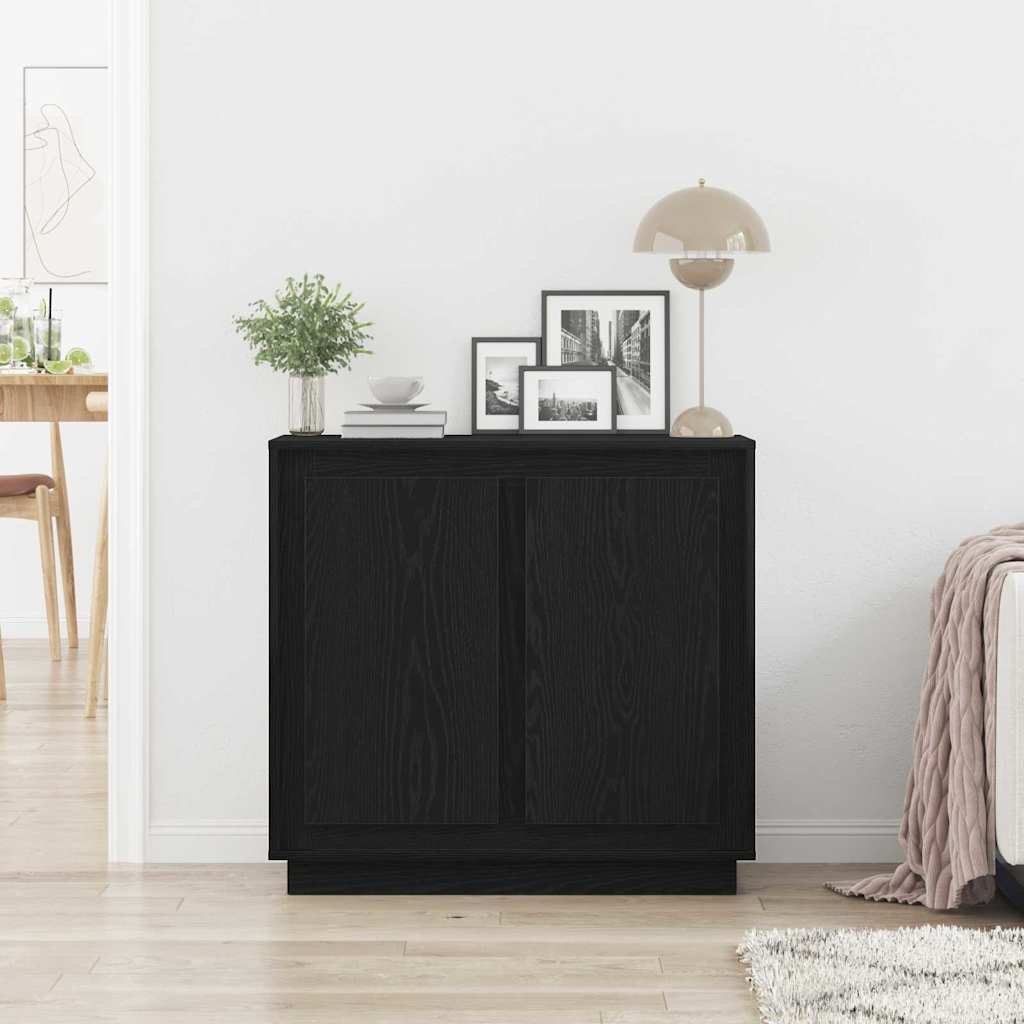 vidaXL Bufet Czarny Dąb 80 x 40 x 75 cm Materiał drewnopochodny