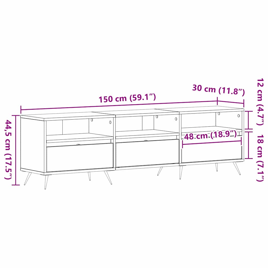vidaXL Szafka pod telewizor dąb artisan 150 x 30 x 44,5 cm