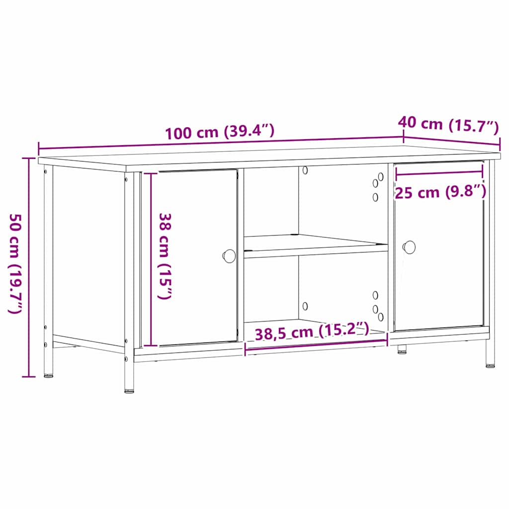 vidaXL Szafka pod telewizor Czarny dąb 100 x 40 x 50 cm