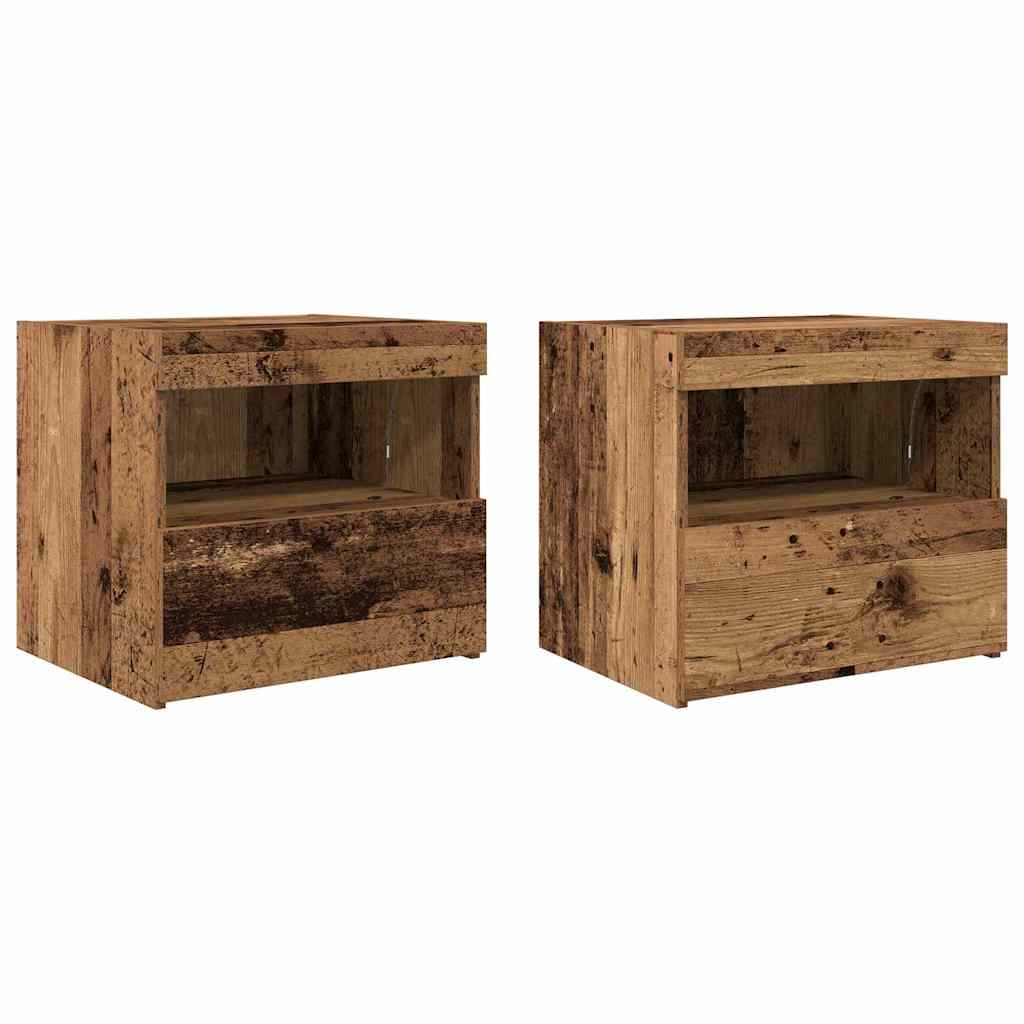 vidaXL Szafka Nocna z szufladą 2 pcs Stare drewno 50 x 40 x 45 cm