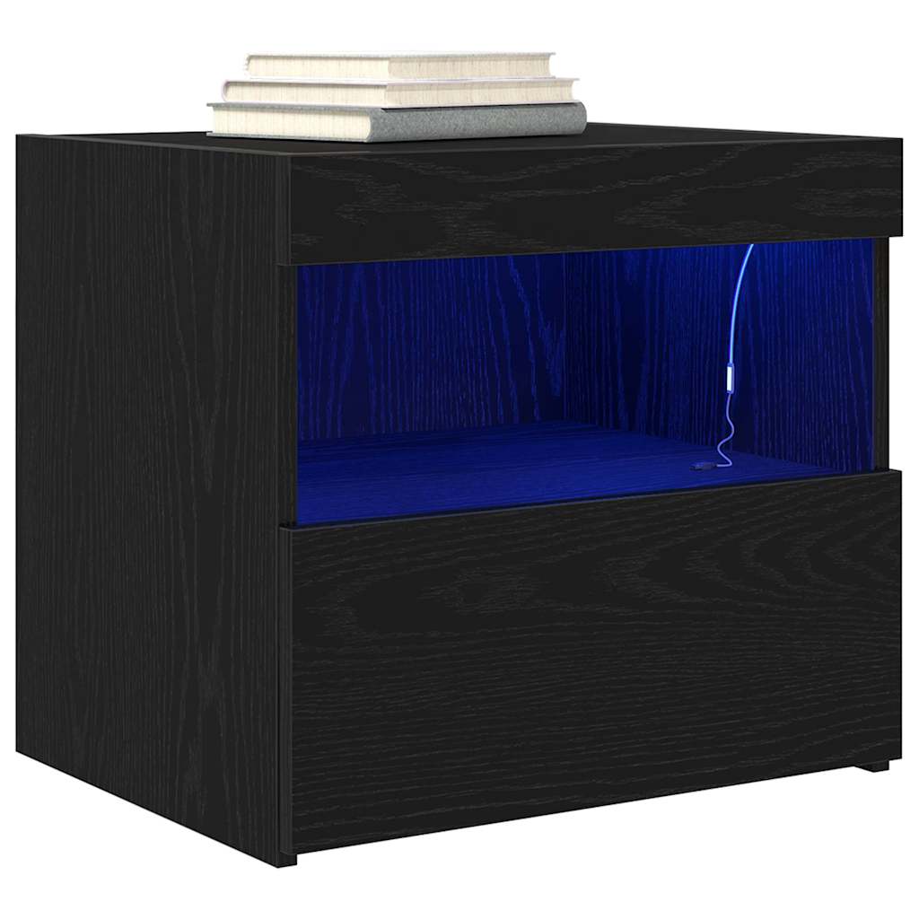vidaXL Szafka Nocna Czarny Dąb 50 x 40 x 45 cm Materiał drewnopochodny