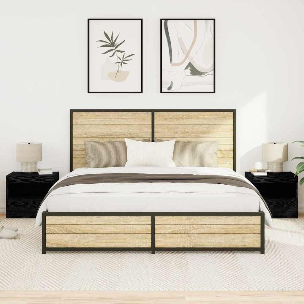 vidaXL Szafka Nocna z szufladą 2 pcs Czarny Dąb 50 x 40 x 45 cm