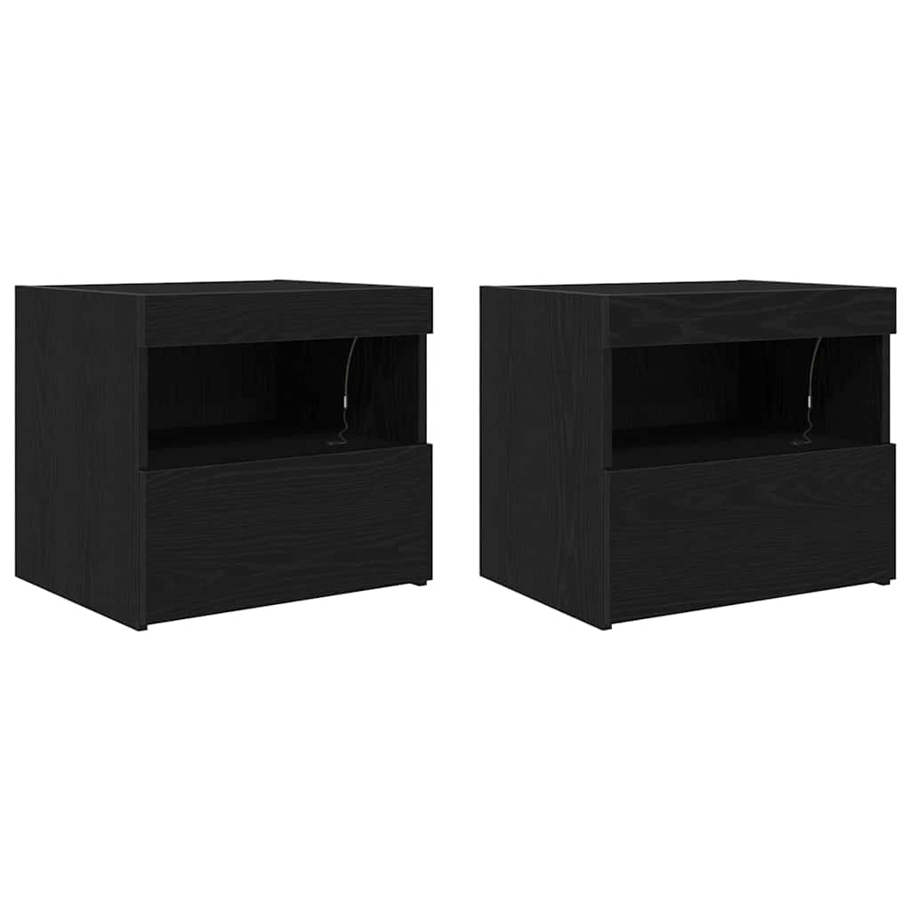 vidaXL Szafka Nocna z szufladą 2 pcs Czarny Dąb 50 x 40 x 45 cm