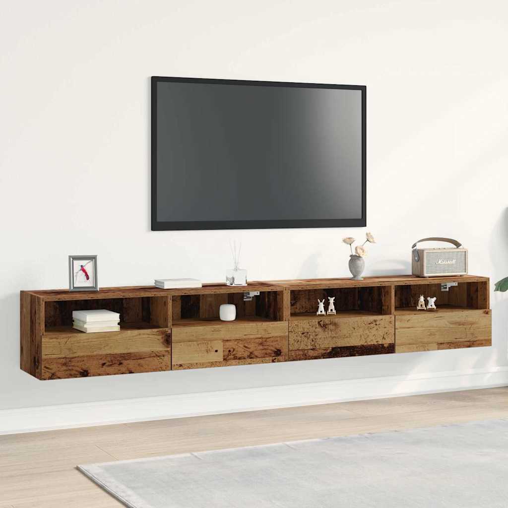 vidaXL Szafka pod telewizor 2 pcs Stare drewno 100 x 30 x 30 cm