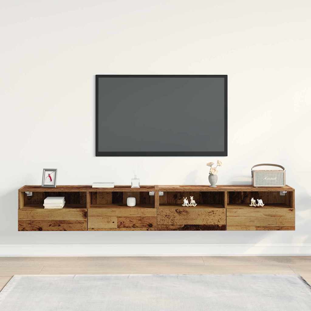 vidaXL Szafka pod telewizor 2 pcs Stare drewno 100 x 30 x 30 cm
