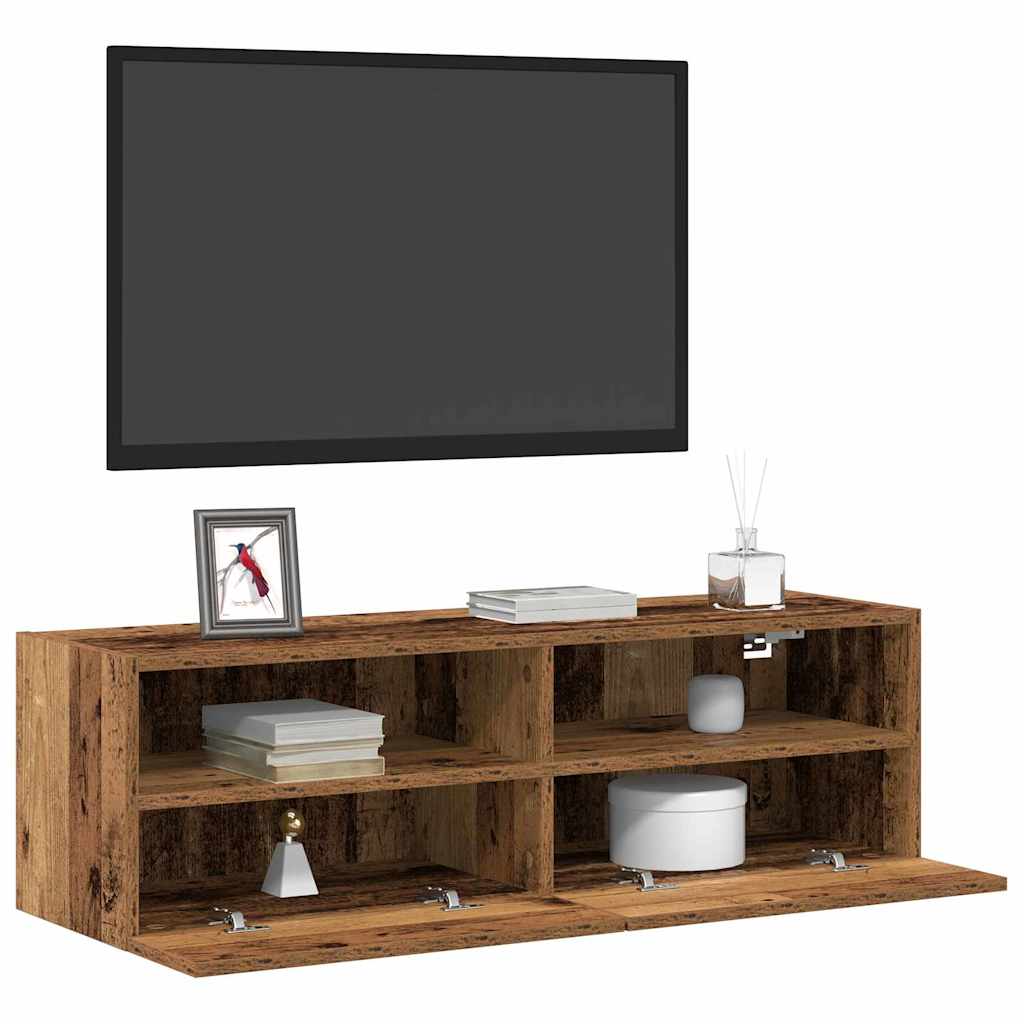 vidaXL Szafka pod telewizor 2 pcs Stare drewno 100 x 30 x 30 cm