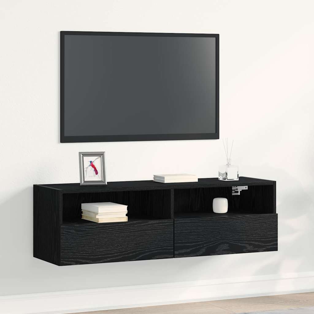 vidaXL Szafka pod telewizor Czarny Dąb 100 x 30 x 30 cm